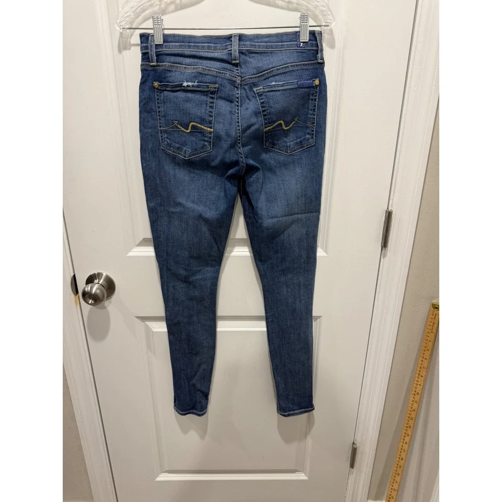 7‎ For All Mankind Womens Ankle Jeans Distressed Gwenevere Blue 28